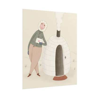 Arctic bachelor — Cozy Holiday Family Illustration (Rolled)