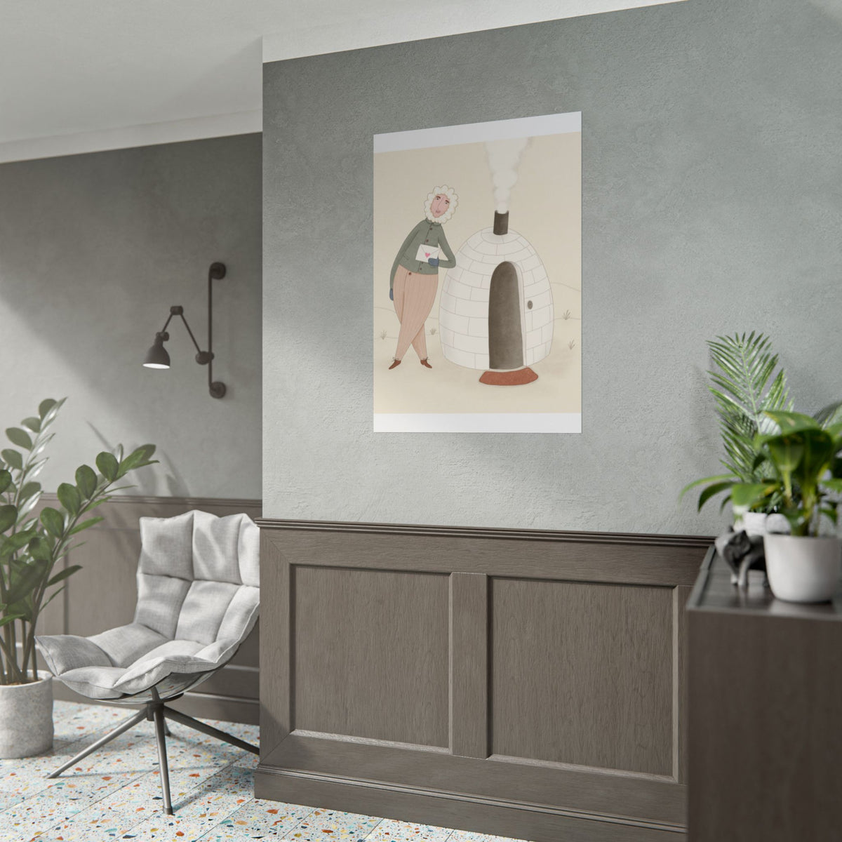 Arctic bachelor — Cozy Holiday Family Illustration (Rolled)