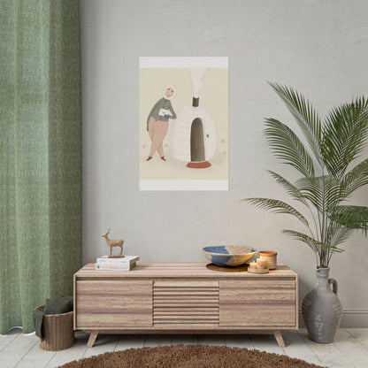 Arctic bachelor — Cozy Holiday Family Illustration (Rolled)