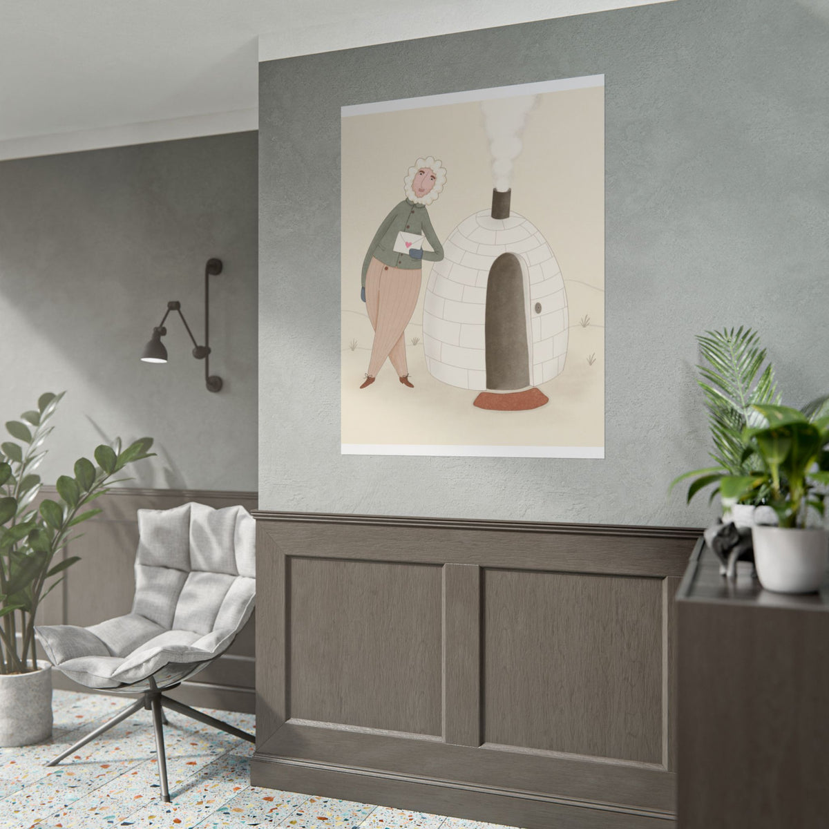Arctic bachelor — Cozy Holiday Family Illustration (Rolled)