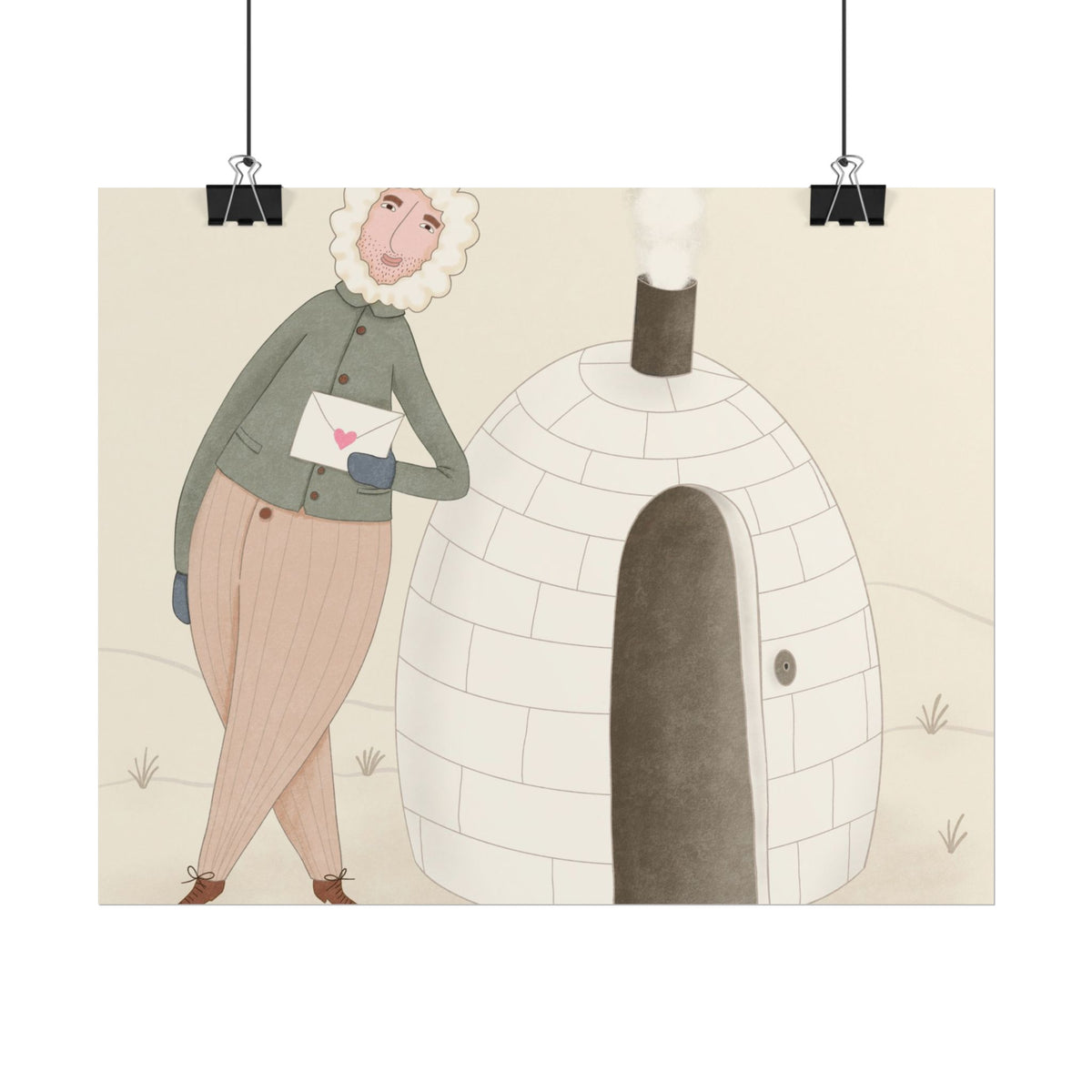 Arctic bachelor — Cozy Holiday Family Illustration (Rolled)
