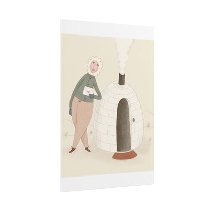 Arctic bachelor — Cozy Holiday Family Illustration (Rolled)