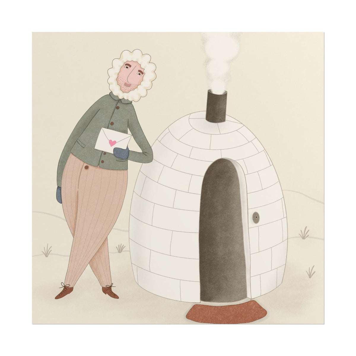 Arctic bachelor — Cozy Holiday Family Illustration (Rolled)