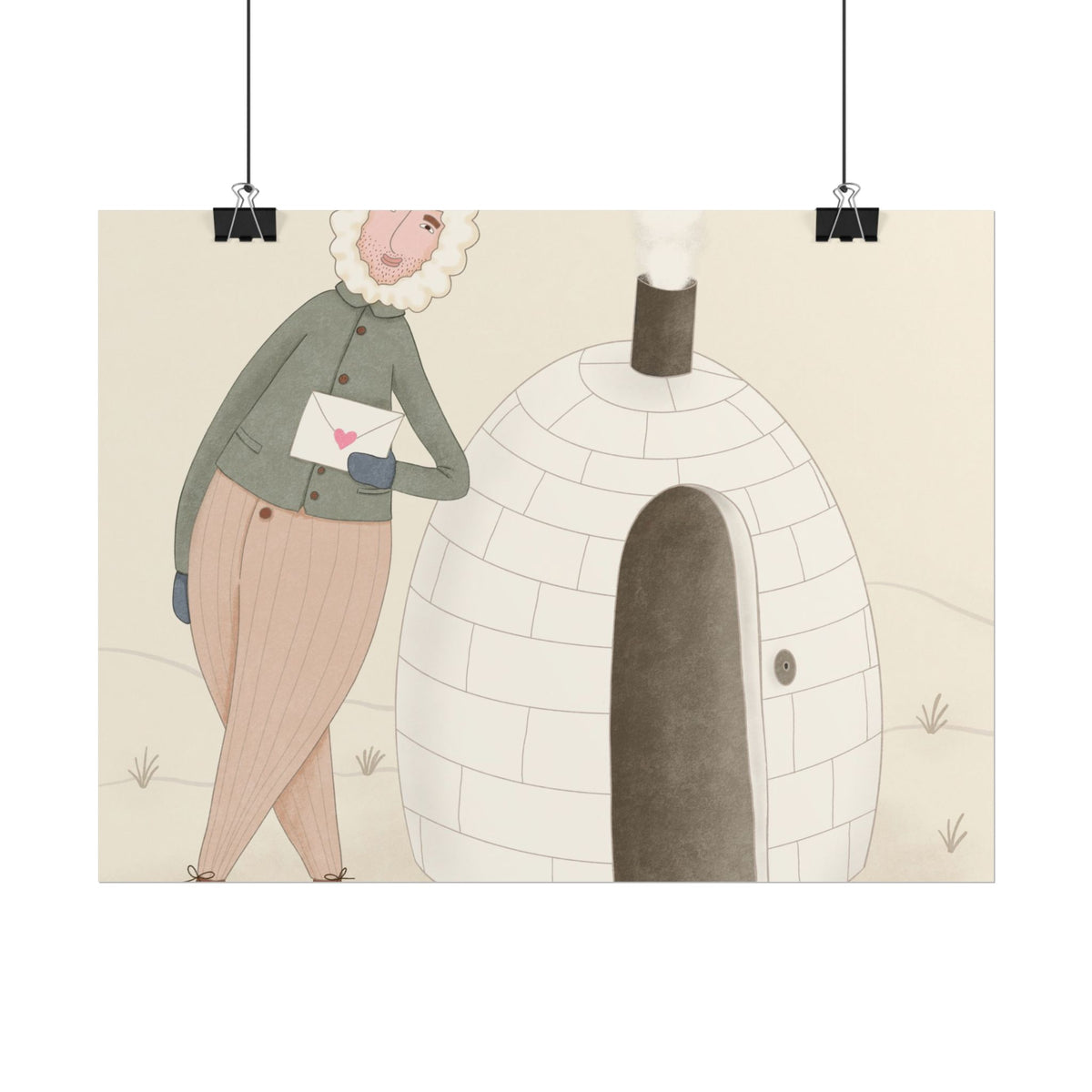 Arctic bachelor — Cozy Holiday Family Illustration (Rolled)