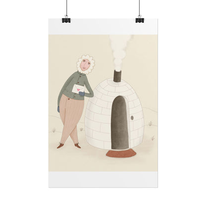 Arctic bachelor — Cozy Holiday Family Illustration (Rolled)