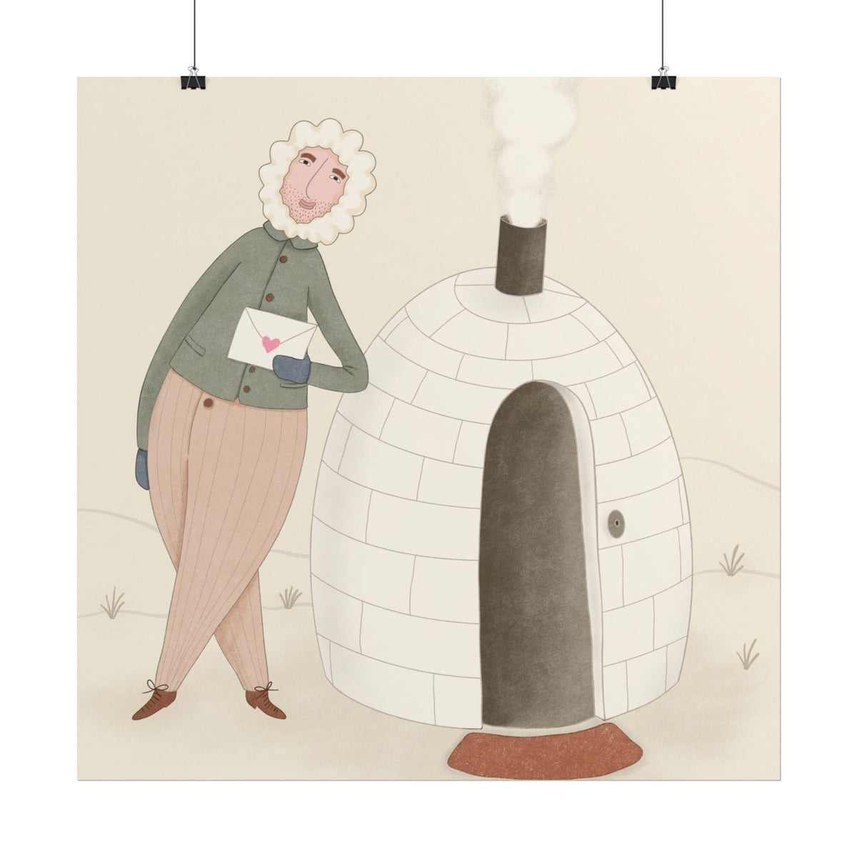 Arctic bachelor — Cozy Holiday Family Illustration (Rolled)