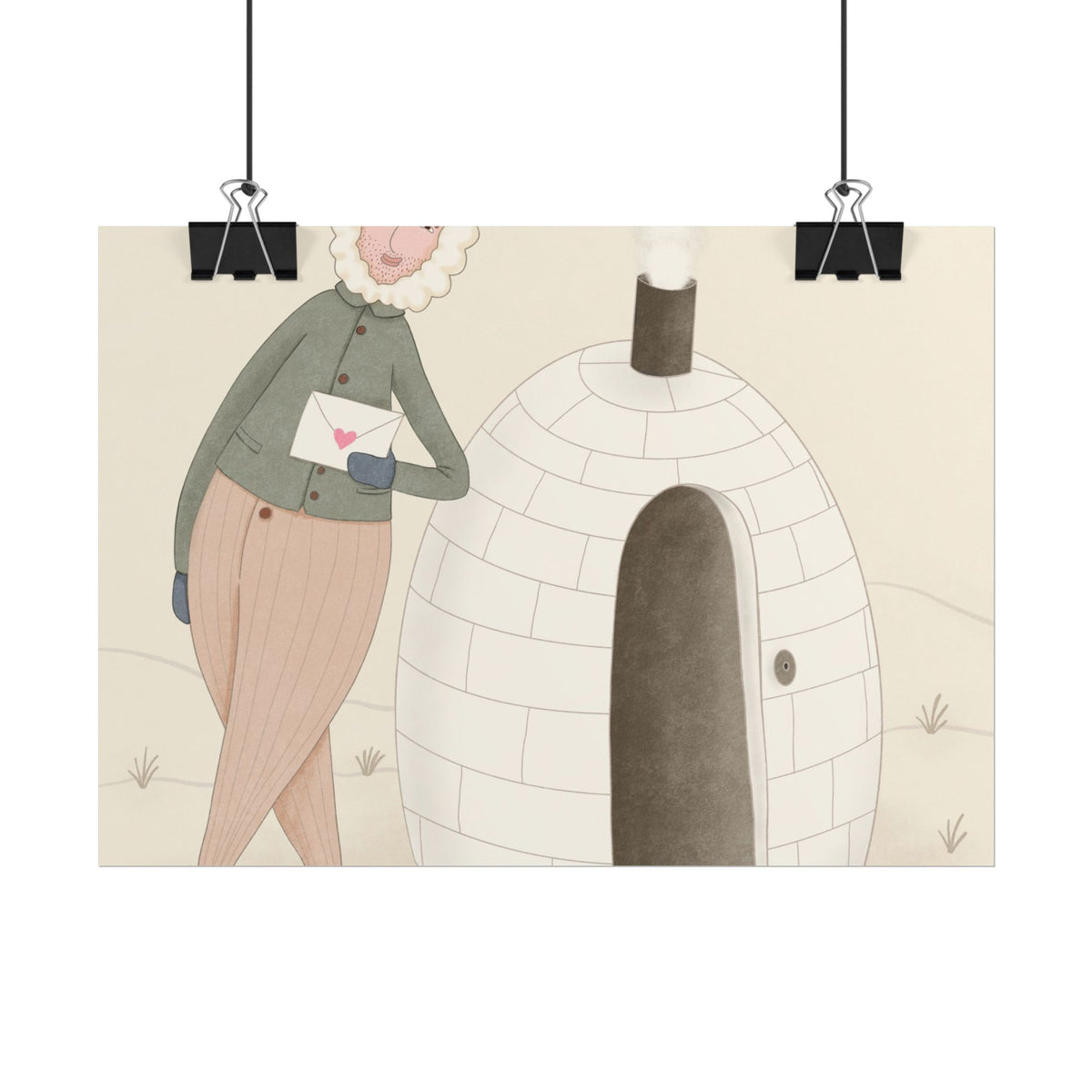 Arctic bachelor — Cozy Holiday Family Illustration (Rolled)