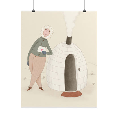Arctic bachelor — Cozy Holiday Family Illustration (Rolled)