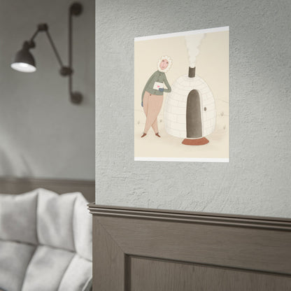 Arctic bachelor — Cozy Holiday Family Illustration (Rolled)