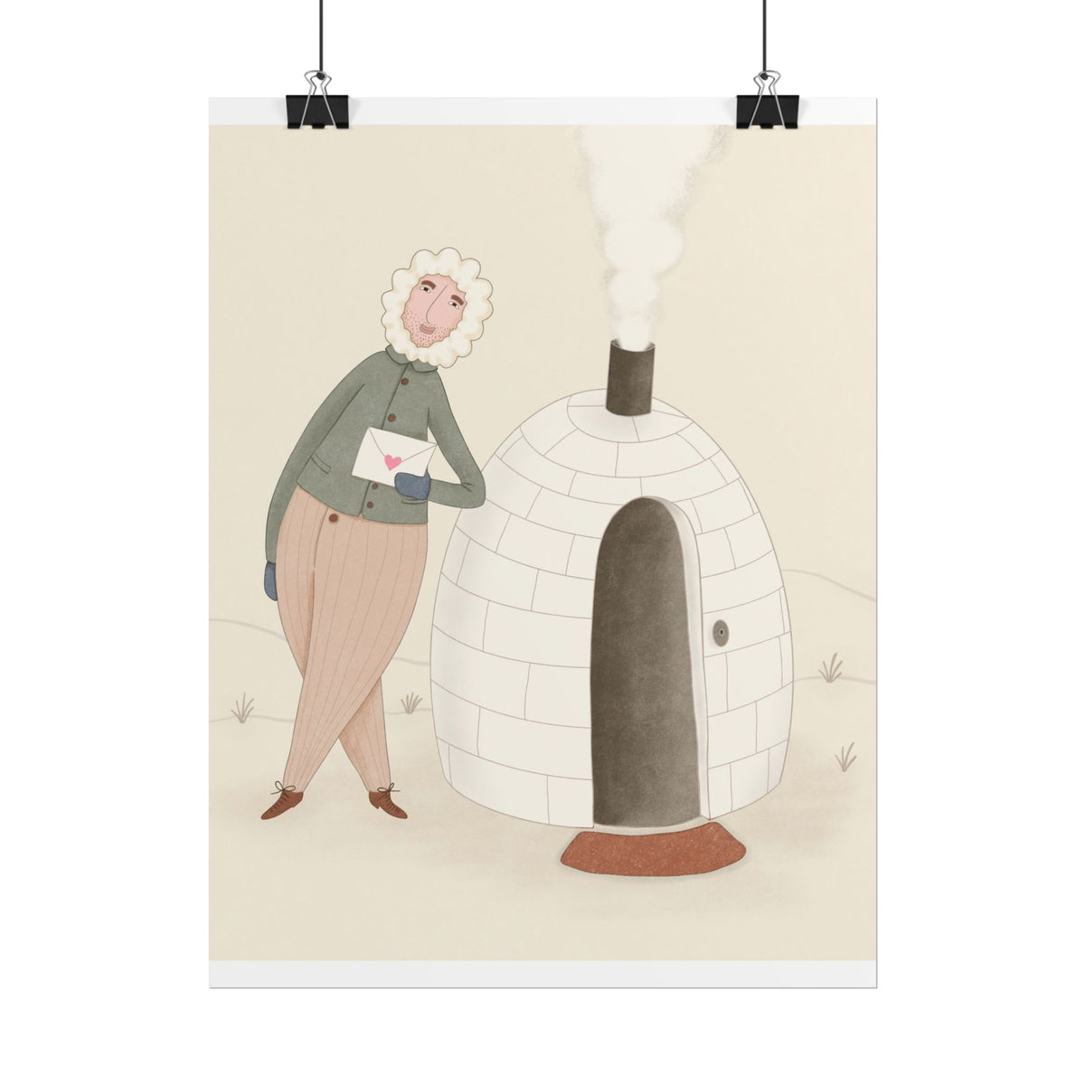 Arctic bachelor — Cozy Holiday Family Illustration (Rolled)