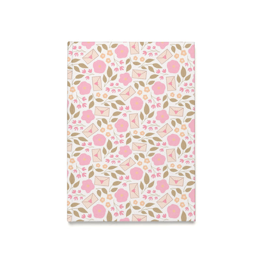 Floral Pink A5 Hardcover Journal — “Love Letter” Botanical Notebook for Notes & Journaling