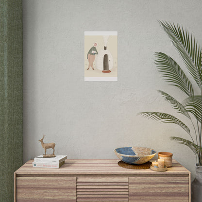 Arctic bachelor — Cozy Holiday Family Illustration (Rolled)