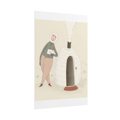 Arctic bachelor — Cozy Holiday Family Illustration (Rolled)
