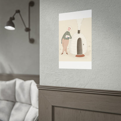 Arctic bachelor — Cozy Holiday Family Illustration (Rolled)