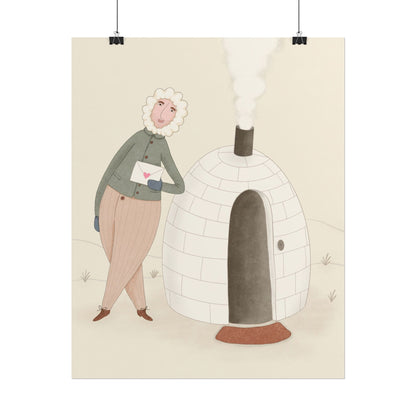 Arctic bachelor — Cozy Holiday Family Illustration (Rolled)