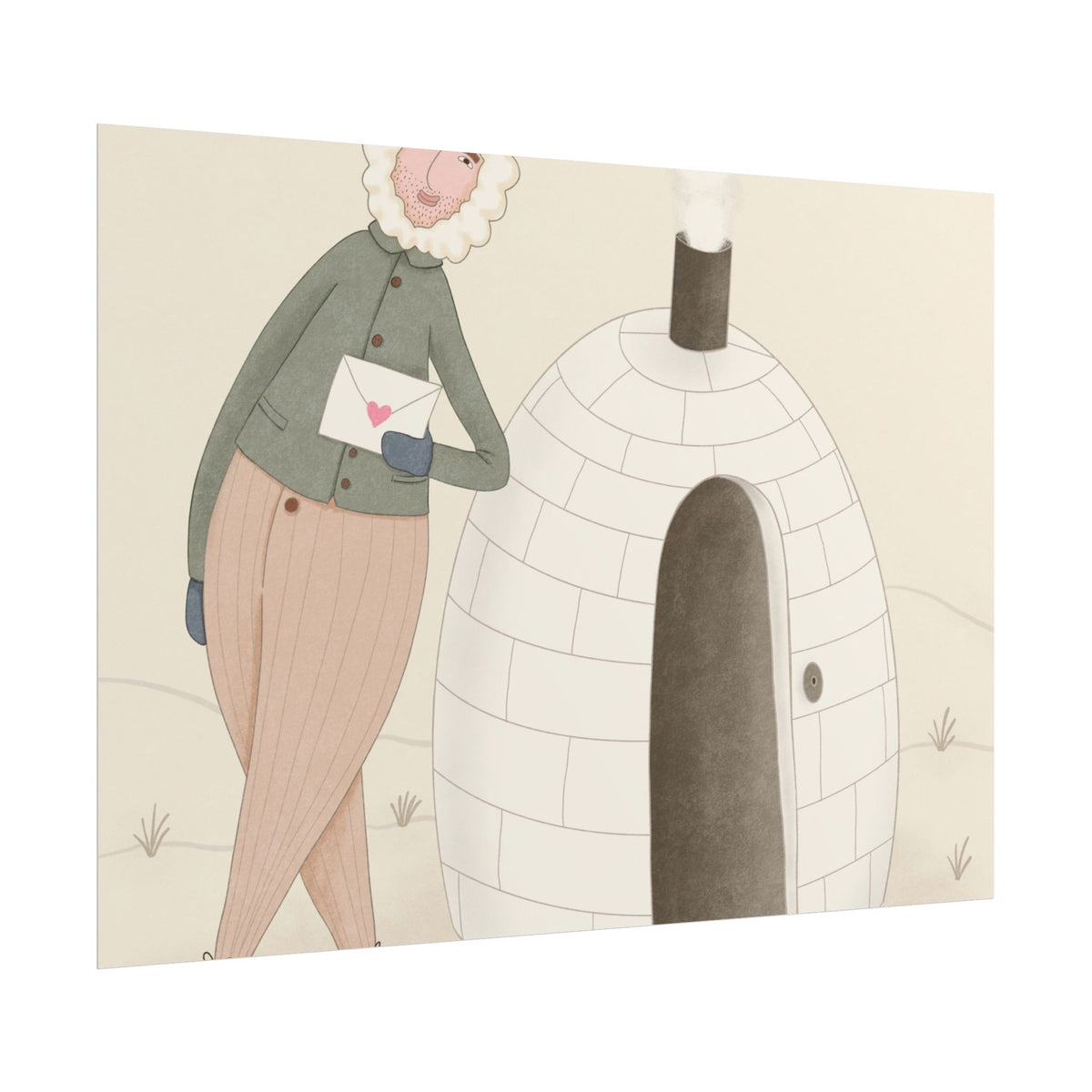 Arctic bachelor — Cozy Holiday Family Illustration (Rolled)