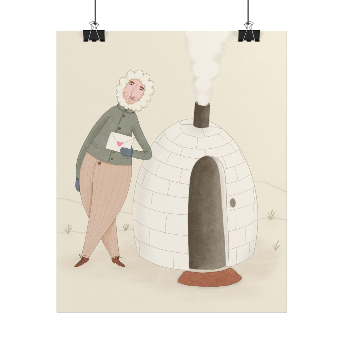 Arctic bachelor — Cozy Holiday Family Illustration (Rolled)