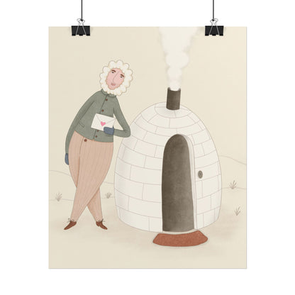 Arctic bachelor — Cozy Holiday Family Illustration (Rolled)