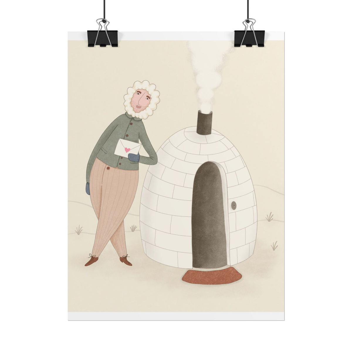 Arctic bachelor — Cozy Holiday Family Illustration (Rolled)
