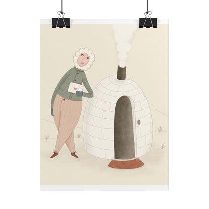 Arctic bachelor — Cozy Holiday Family Illustration (Rolled)