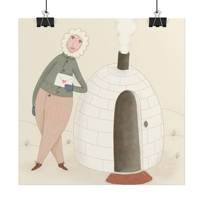 Arctic bachelor — Cozy Holiday Family Illustration (Rolled)