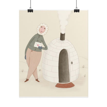Arctic bachelor — Cozy Holiday Family Illustration (Rolled)