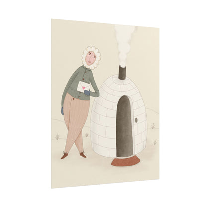 Arctic bachelor — Cozy Holiday Family Illustration (Rolled)