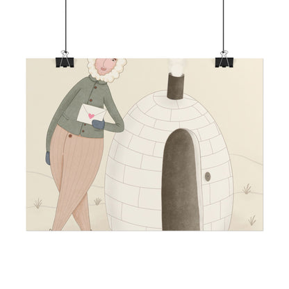 Arctic bachelor — Cozy Holiday Family Illustration (Rolled)