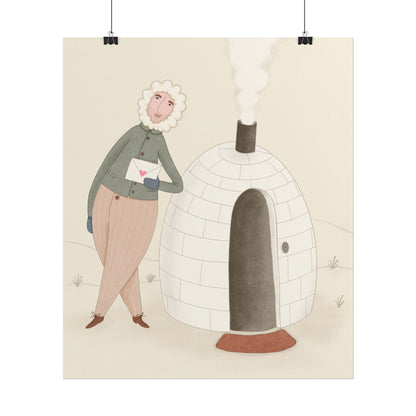 Arctic bachelor — Cozy Holiday Family Illustration (Rolled)