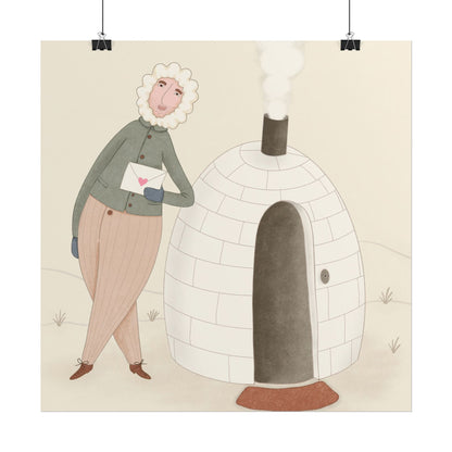 Arctic bachelor — Cozy Holiday Family Illustration (Rolled)