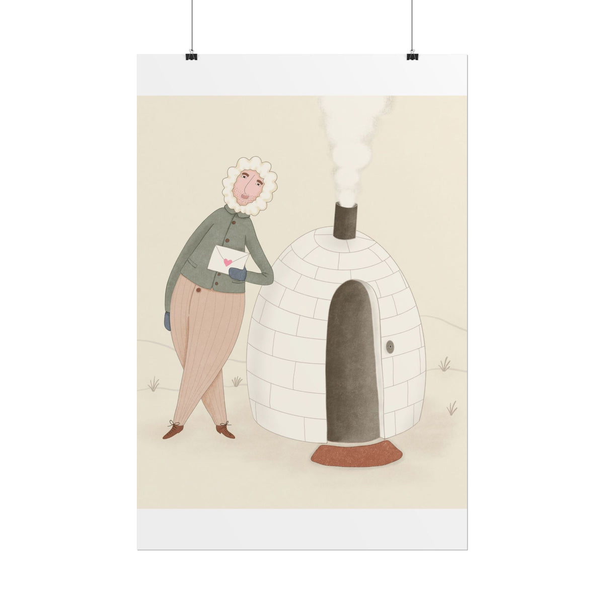 Arctic bachelor — Cozy Holiday Family Illustration (Rolled)