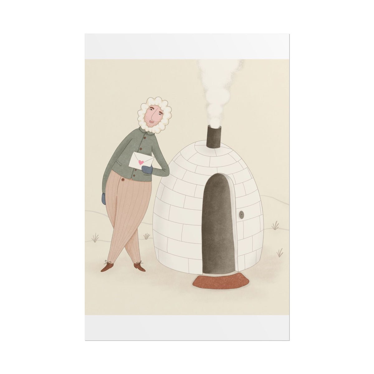Arctic bachelor — Cozy Holiday Family Illustration (Rolled)