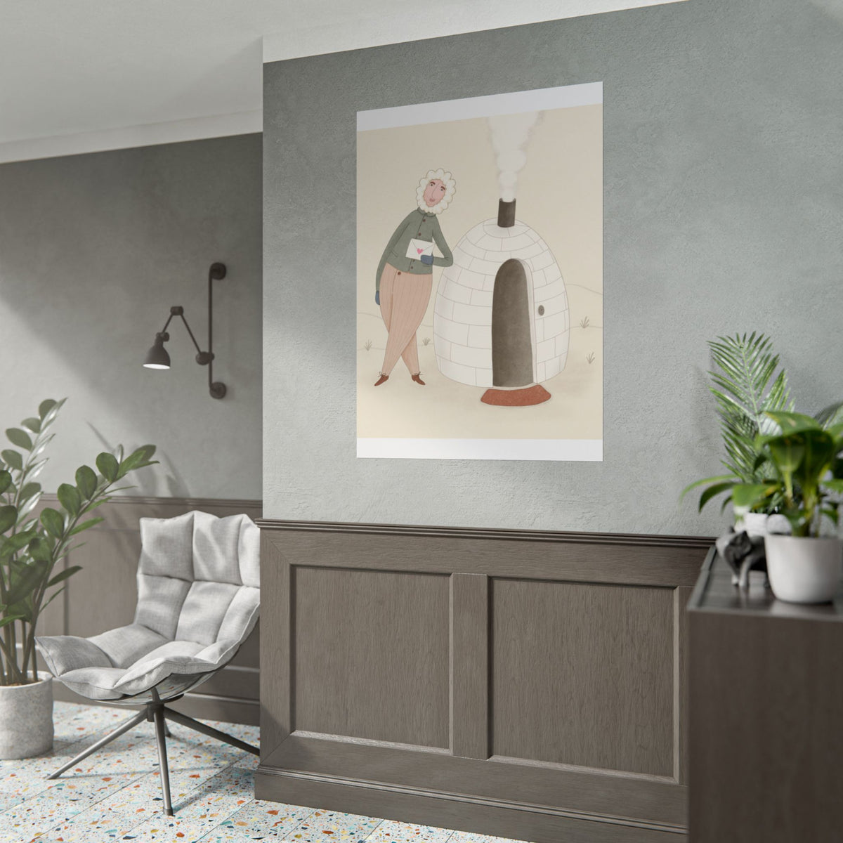 Arctic bachelor — Cozy Holiday Family Illustration (Rolled)