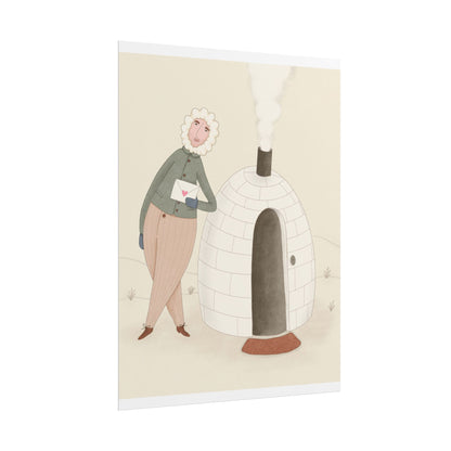 Arctic bachelor — Cozy Holiday Family Illustration (Rolled)