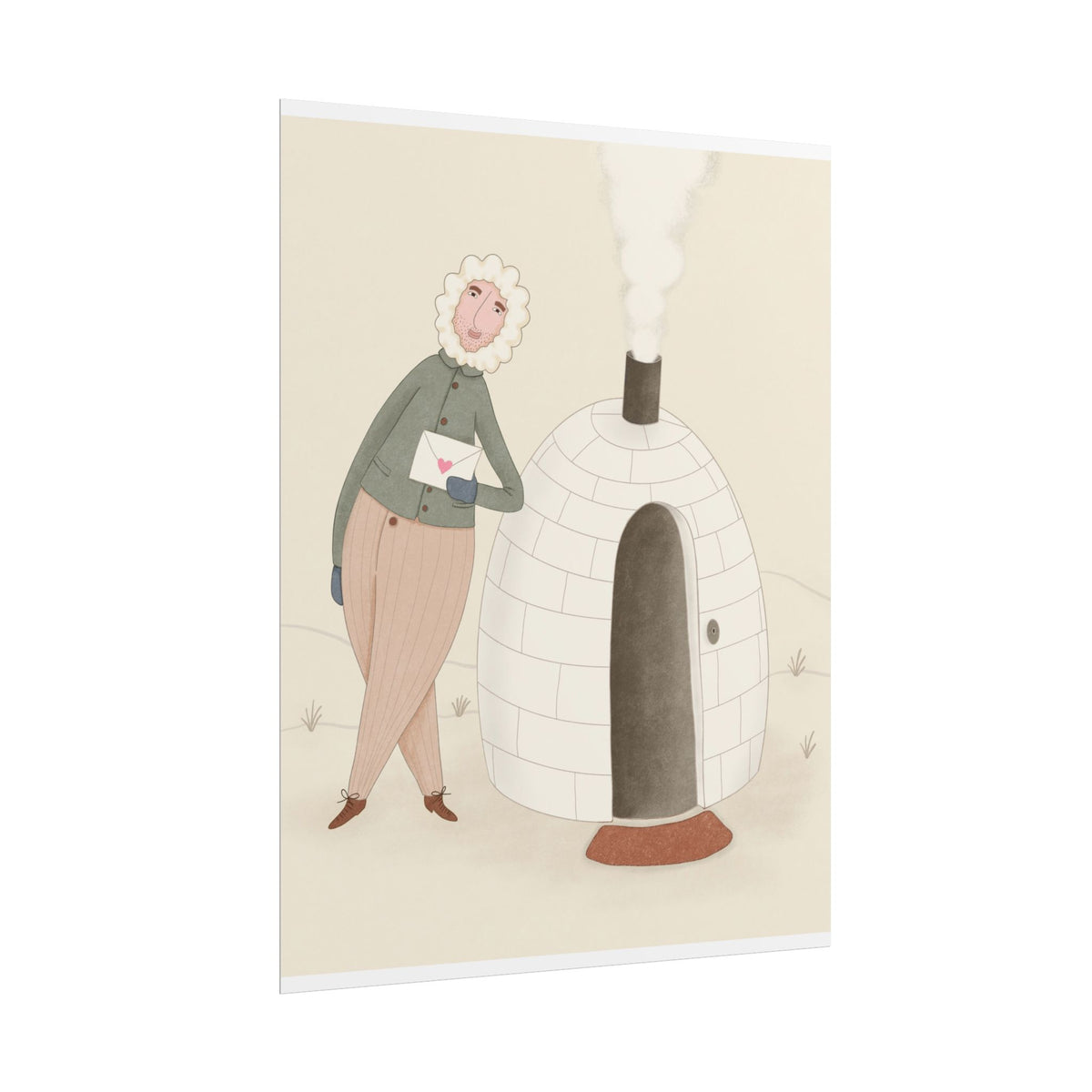 Arctic bachelor — Cozy Holiday Family Illustration (Rolled)
