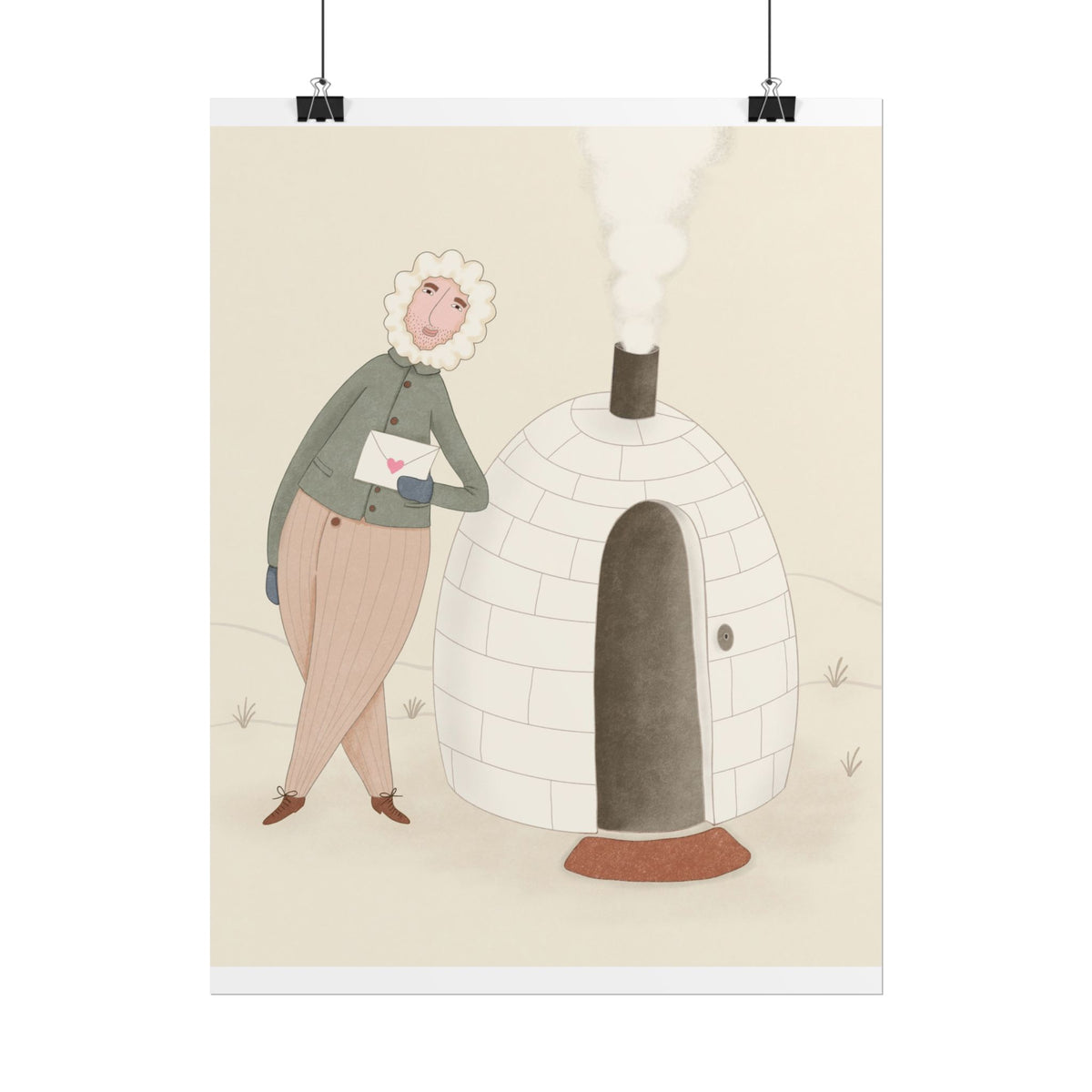 Arctic bachelor — Cozy Holiday Family Illustration (Rolled)