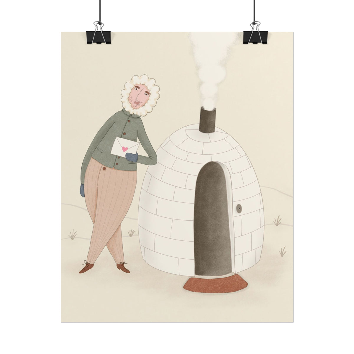 Arctic bachelor — Cozy Holiday Family Illustration (Rolled)