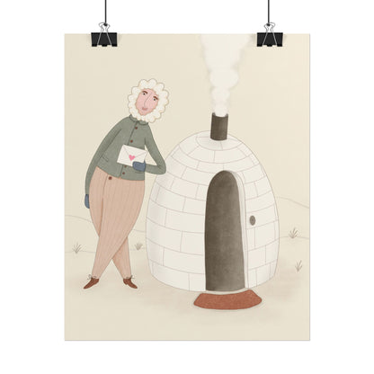 Arctic bachelor — Cozy Holiday Family Illustration (Rolled)