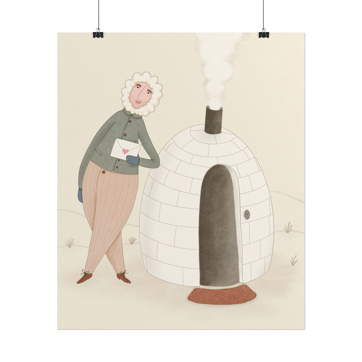 Arctic bachelor — Cozy Holiday Family Illustration (Rolled)