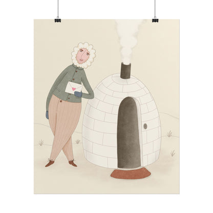 Arctic bachelor — Cozy Holiday Family Illustration (Rolled)