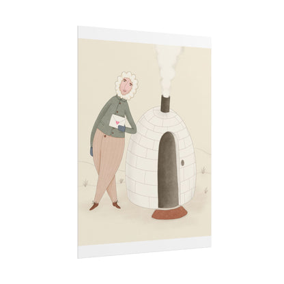 Arctic bachelor — Cozy Holiday Family Illustration (Rolled)