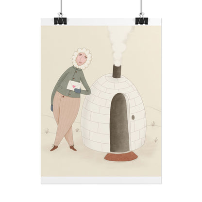 Arctic bachelor — Cozy Holiday Family Illustration (Rolled)