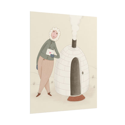 Arctic bachelor — Cozy Holiday Family Illustration (Rolled)