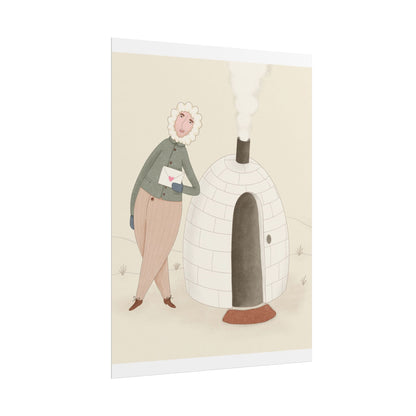 Arctic bachelor — Cozy Holiday Family Illustration (Rolled)