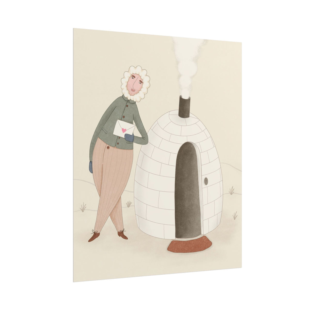 Arctic bachelor — Cozy Holiday Family Illustration (Rolled)