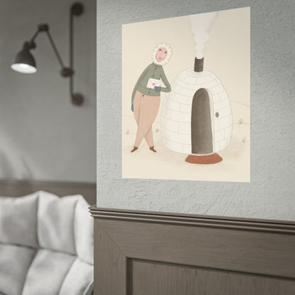 Arctic bachelor — Cozy Holiday Family Illustration (Rolled)