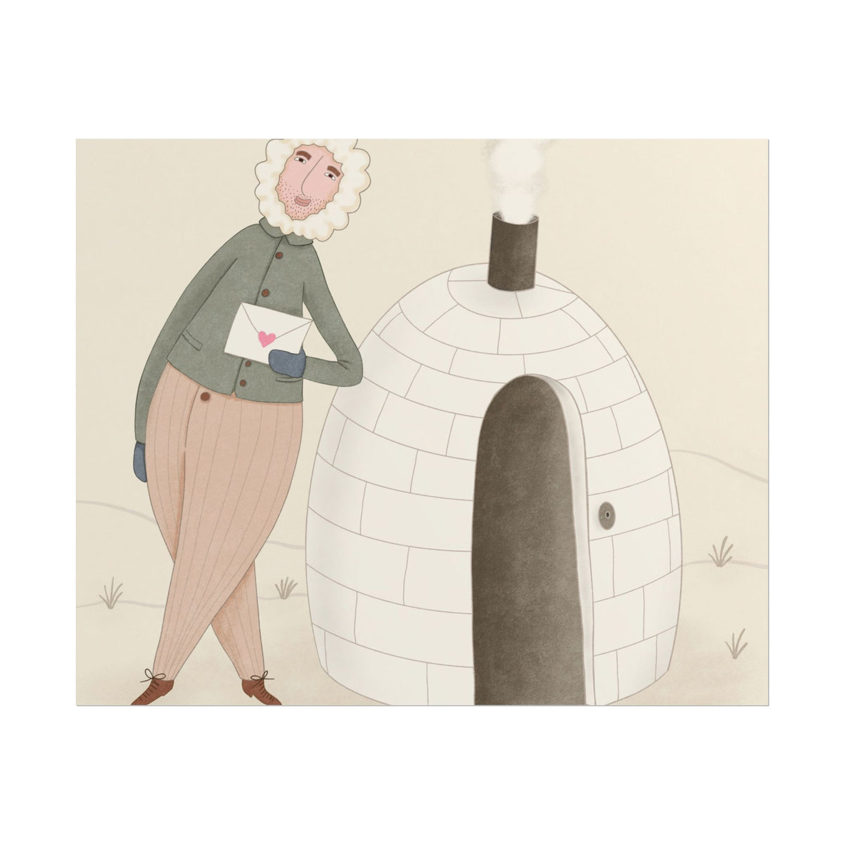 Arctic bachelor — Cozy Holiday Family Illustration (Rolled)
