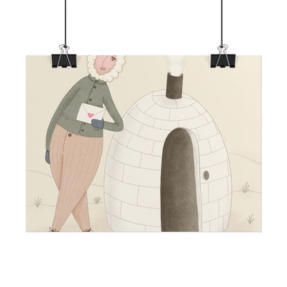 Arctic bachelor — Cozy Holiday Family Illustration (Rolled)