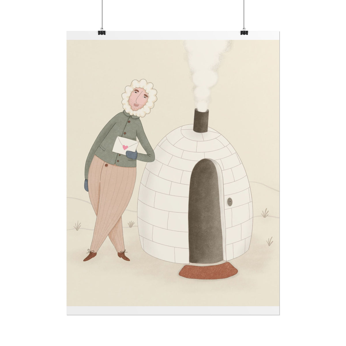 Arctic bachelor — Cozy Holiday Family Illustration (Rolled)