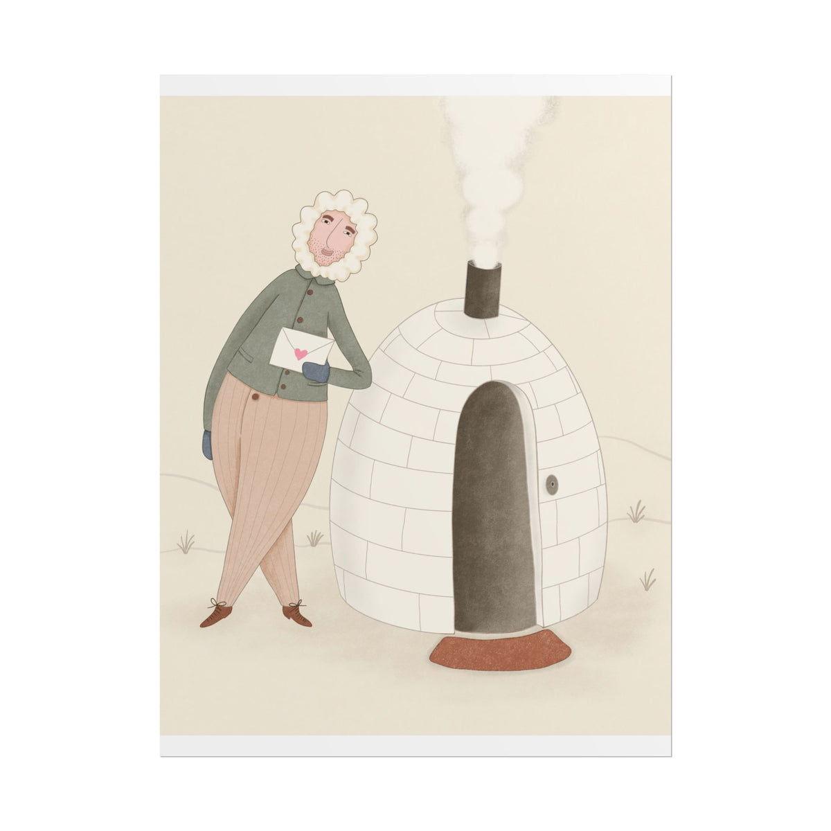 Arctic bachelor — Cozy Holiday Family Illustration (Rolled)